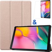 Hoes Geschikt voor Samsung Galaxy Tab A 10.1 2019 Hoes Book Case Hoesje Trifold Cover Met Screenprotector - Hoesje Geschikt voor Samsung Tab A 10.1 2019 Hoesje Bookcase - Goud