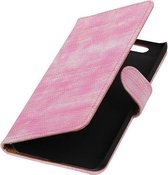 Hagedis Bookstyle Wallet Case Hoesje Geschikt voor Huawei Nexus 6P Roze