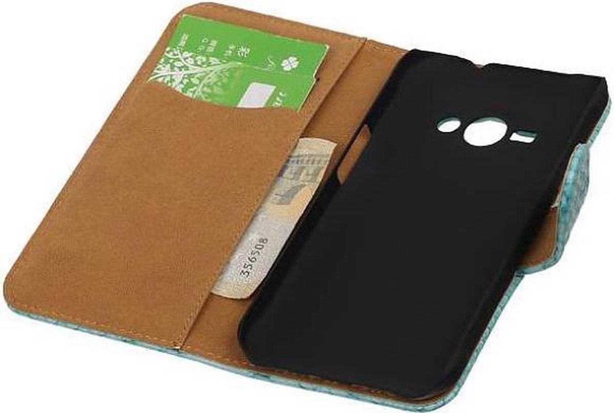 Slang Bookstyle Hoes - Geschikt voor Samsung Galaxy J1 Ace Turquoise