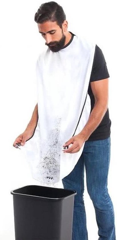 Baard Schort - Beard Bib - Scheerschort - Baard Scheren - Baard Accessoires - Baard trimmen - Wit