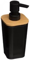 Luxe bamboe zeepdispenser | Handmatig zwart met bamboe hout | 350ML | Handzeepdispenser
