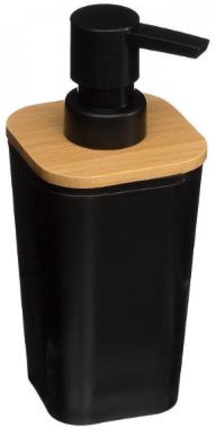 bamboe zeepdispenser | Handmatig zwart met bamboe hout | | Handzeepdispenser | bol.com