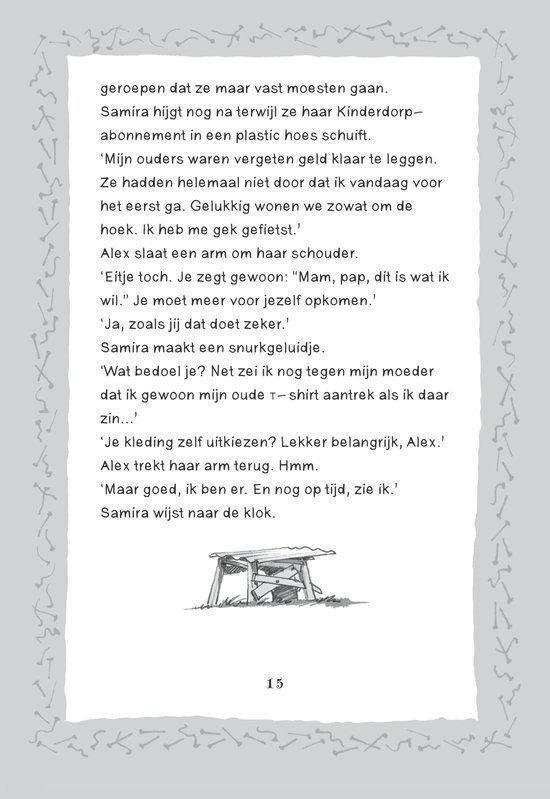 Illustratie van een krukje, met tekstblok over een boek.