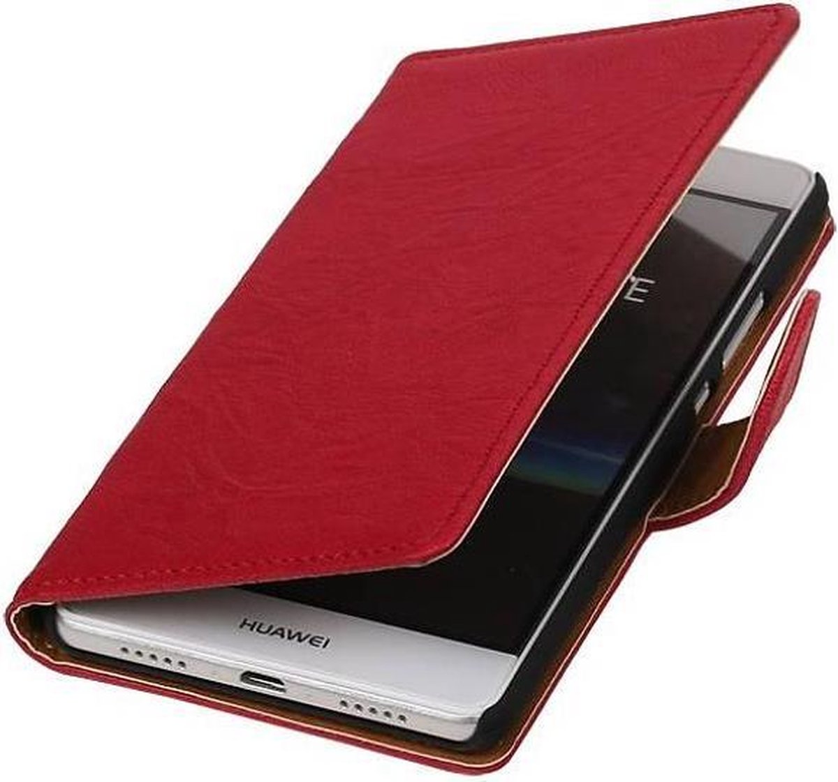 Washed Leer Bookstyle Wallet Case Hoesje - Geschikt voor Huawei Ascend G730 Roze