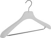 De Kledinghanger Gigant - 25 x Mantel / kostuumhanger kunststof frosted met schouderverbreding en anti-slip broeklat, 45 cm