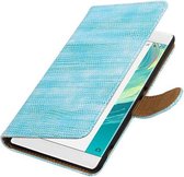 Hagedis Bookstyle Wallet Case Hoesjes Geschikt voor Sony Xperia C6 Turquoise