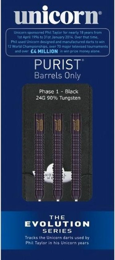 Unicorn Phil Taylor Phase Purist Darts - 90% Tungsten Limited