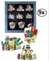 9x Broche box Oeteldonk rood-wit-geel