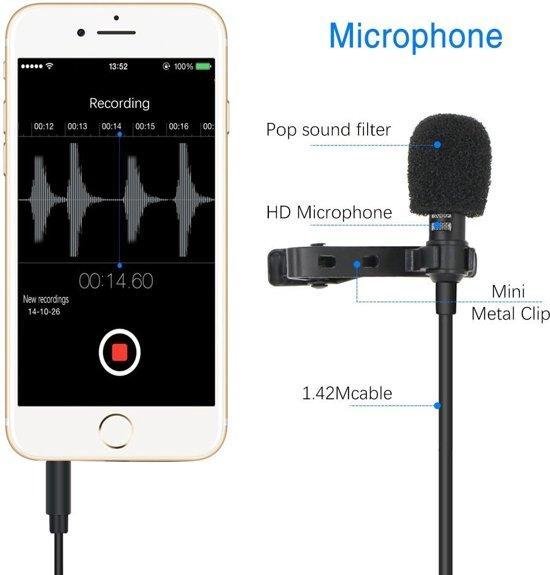 bol.com | Microfoon voor Smartphone / Telefoon - Aux Aansluiting + Adapter  - Condensormicrofoon Comp
