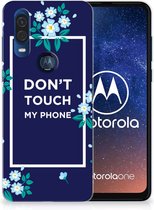 Motorola One Vision Silicone-hoesje Flowers Blue DTMP