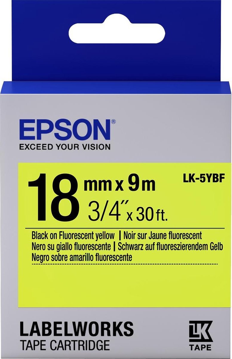 Epson Fluorescent Tape - LK-5YBF Fluor Blk/Yell 18/9