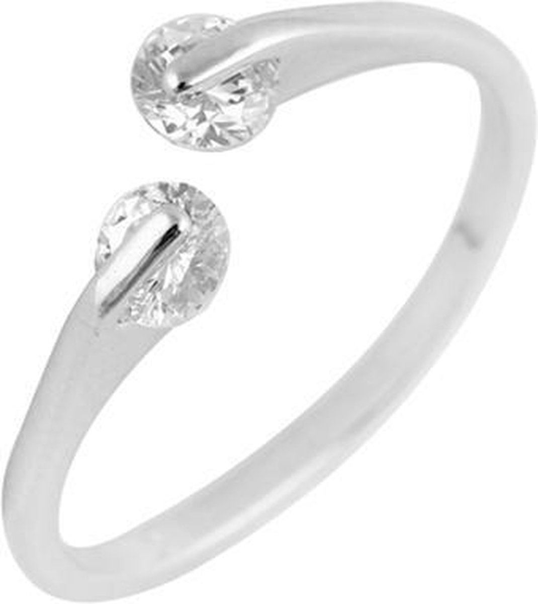 24/7 Jewelry Collection Ring Diamantjes Verstelbaar - Verstelbare Ring - Zilverkleurig - Amodi