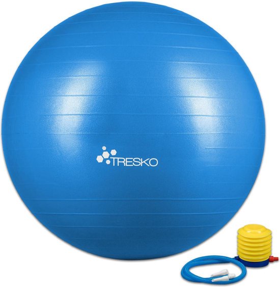 Fitnessbal met pomp diameter 65 cm - Blauw | bol.com