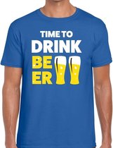 Time to drink Beer heren shirt blauw - Heren feest t-shirts M