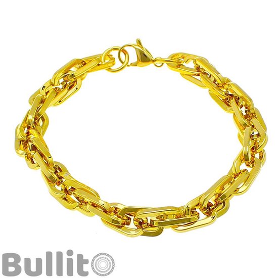 Cash" Gouden Armband - 18k Gold Plated - 40 GRAM - 8,5 x 8,5mm - 23cm -  Heren - 24krt | bol.com