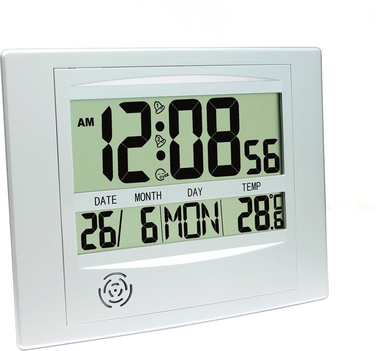 Platinet digitale klok, wekker, datumfunctie, inclusief temperatuur meter en geheugen, snooze functie met backlight, exclusief 2 AAA batterijen 19cmx25cm