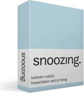 Snoozing - Katoen-satijn - Hoeslaken - Extra Hoog - Tweepersoons - 140x200 cm - Hemel