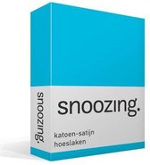 Snoozing - Katoen-satijn - Hoeslaken - Eenpersoons - 80x220 cm - Turquoise