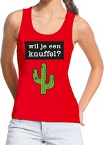 Wil je een Knuffel tekst tanktop / mouwloos shirt rood dames L