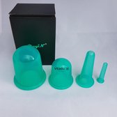 Vitado, complete set ( 4 stuks) cellulite massage cupping set, kleur GROEN