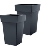 Bloempot Hoog Vierkant Lofly Square 24x24x36cm ANTRACIET Prosperplast / 2 STUKS ! /