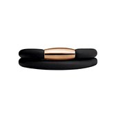 Bracelet en cuir à breloque ajustable Quiges avec fermoir magnétique Noir - Femme - Acier inoxydable Couleur or rose - 40cm