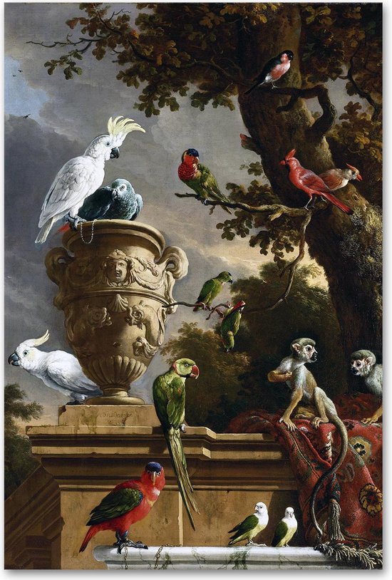 De Menagerie - d' Hondecoeter - Vogels - Schilderij op Canvas