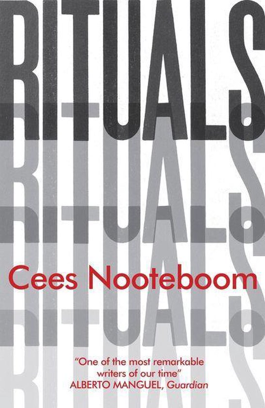 Boek "Rituals" van Cees Nooteboom met de titel in grote letters en een quote van Alberto Manguel.