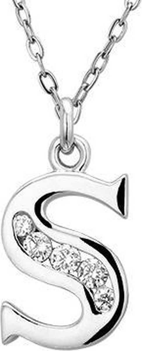 Montebello Ketting Letter S - 925 Zilver Gerhod. - Alfabet - 10x20mm - 45cm