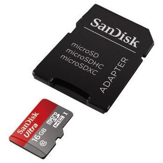 Sandisk Ultra Micro SD kaart 16GB met adapter