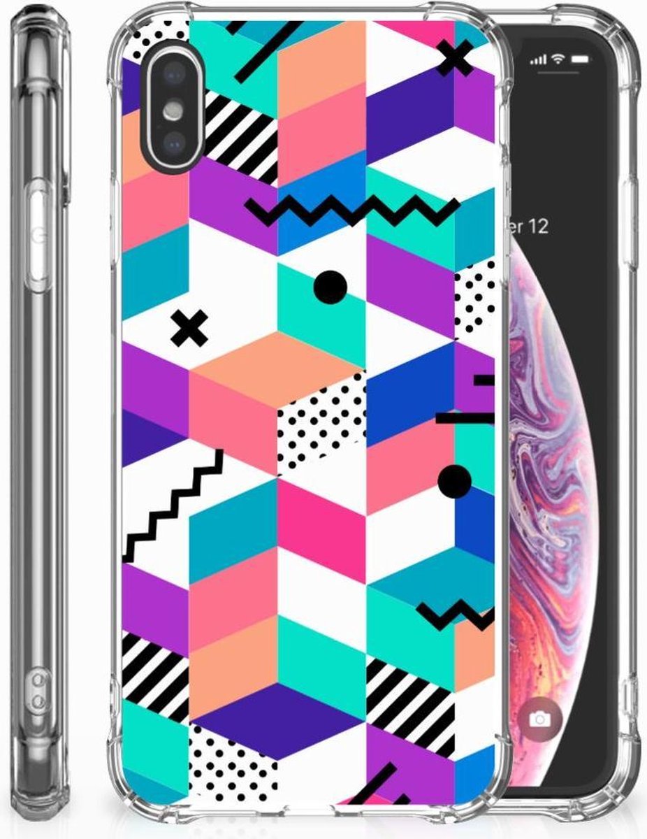 Apple iPhone Xs Max Shockproof Case Blokken Kleurrijk