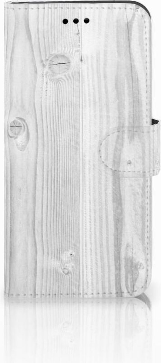 Huawei P10 Lite Book Style Case White Wood