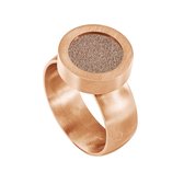 Quiges RVS Schroefsysteem Ring Rosékleurig Mat 17mm met Verwisselbare Glitter Champagne 12mm Mini Munt