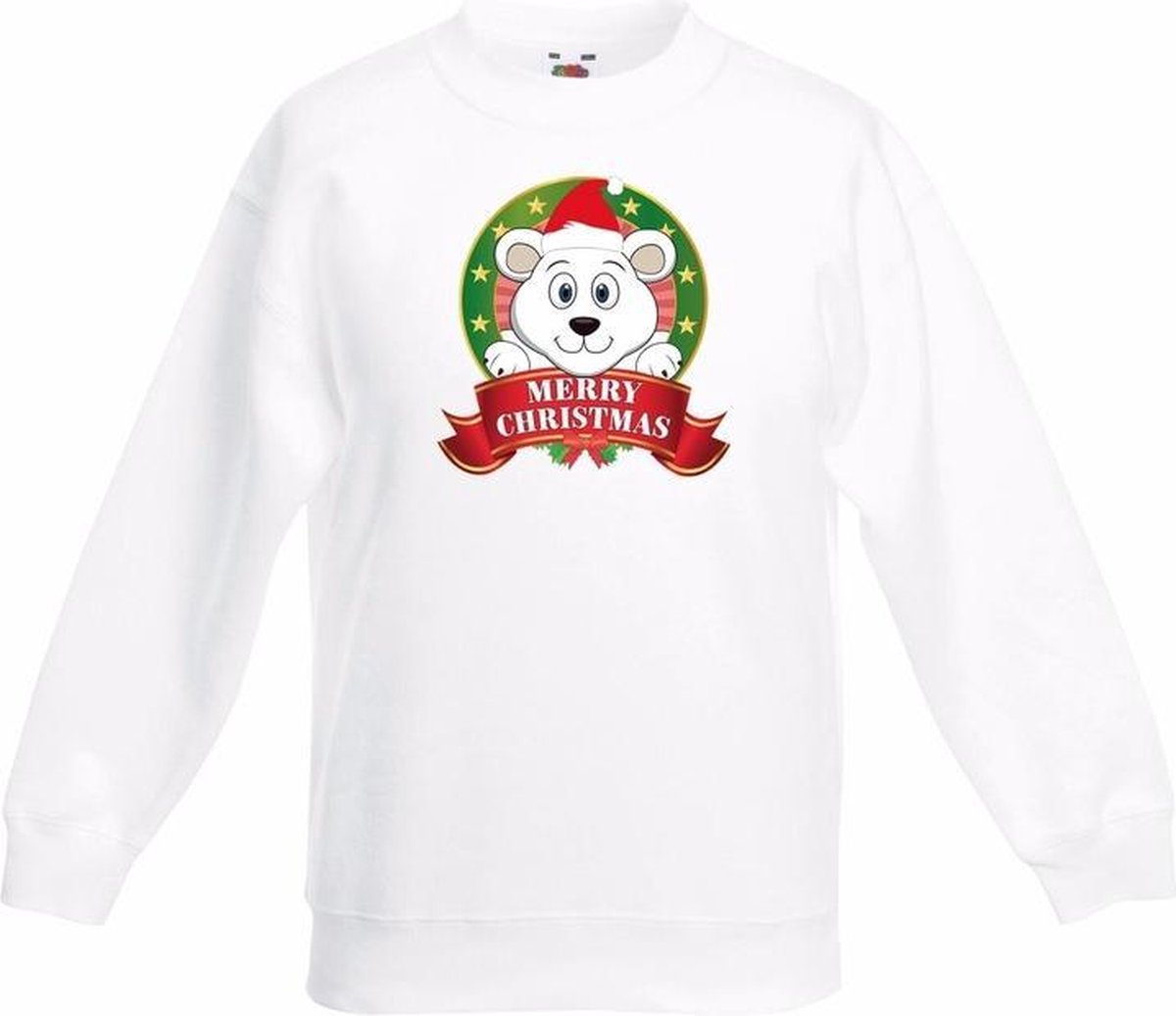 Kerst sweater voor kinderen met ijsbeer print - wit - jongens en meisjes sweater 14-15 jaar (170/176)