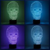 3D illusie lamp Doodshoofd - 7 Kleuren verstelbaar - USB Power Touch Schakelaar Decor Lamp creërt een Optische Illusie Lamp LED Tafel Bureaulamp - Verjaardags- Kerstcadeau