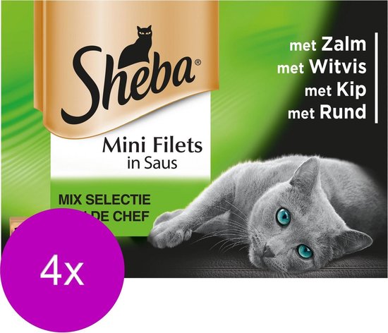 Broederschap sensor onkruid Sheba Multipack Mini Filets Chef Pouch - Kattenvoer - 4 x 12x85 g | bol.com