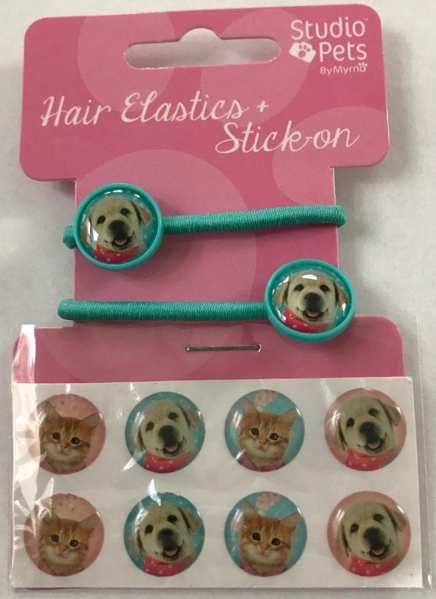 Studio Pets - Haarelastiekjes + Stickers Groen Hond