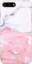 Luxe Marmer iPhone 7 Plus - 8 Plus hoesje Marmer roze - licht roze case - cover soft zacht