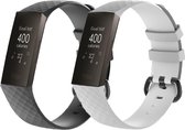 KELERINO. Siliconen bandje geschikt voor Fitbit Charge 3 / Charge 4 - Zwart & Wit - Large