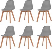 Eetkamerstoelen grijs 6 st