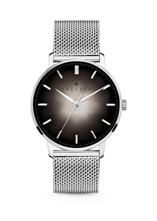 Kaliber 7KW 00007 Stalen Horloge met Mesh Band - Ø40 mm - Zilverkleurig / Zwart
