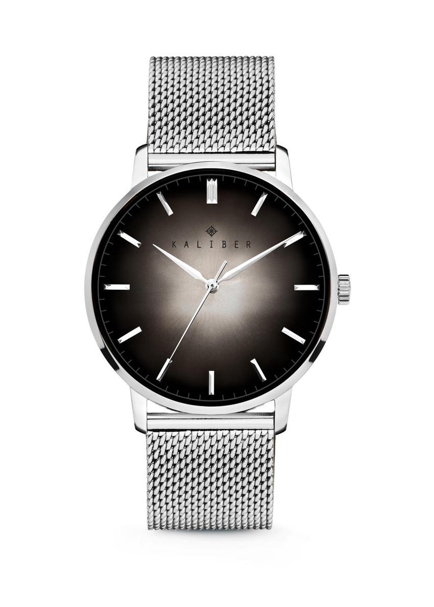 Kaliber 7KW 00007 Stalen Horloge met Mesh Band - Ø40 mm - Zilverkleurig - Zwart