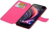 Cross Pattern TPU Bookstyle Wallet Case Hoesjes voor HTC Desire 10 Pro Roze