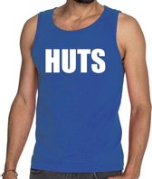 HUTS tekst tanktop / mouwloos shirt blauw XL