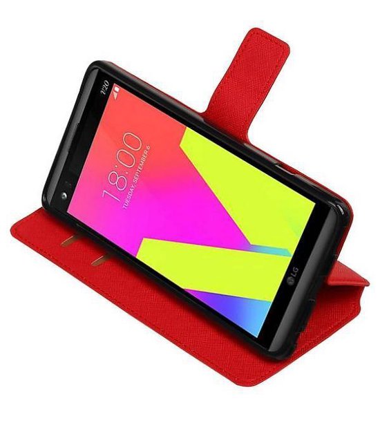 Étui LG V20 Cross Pattern TPU Bookstyle Rouge