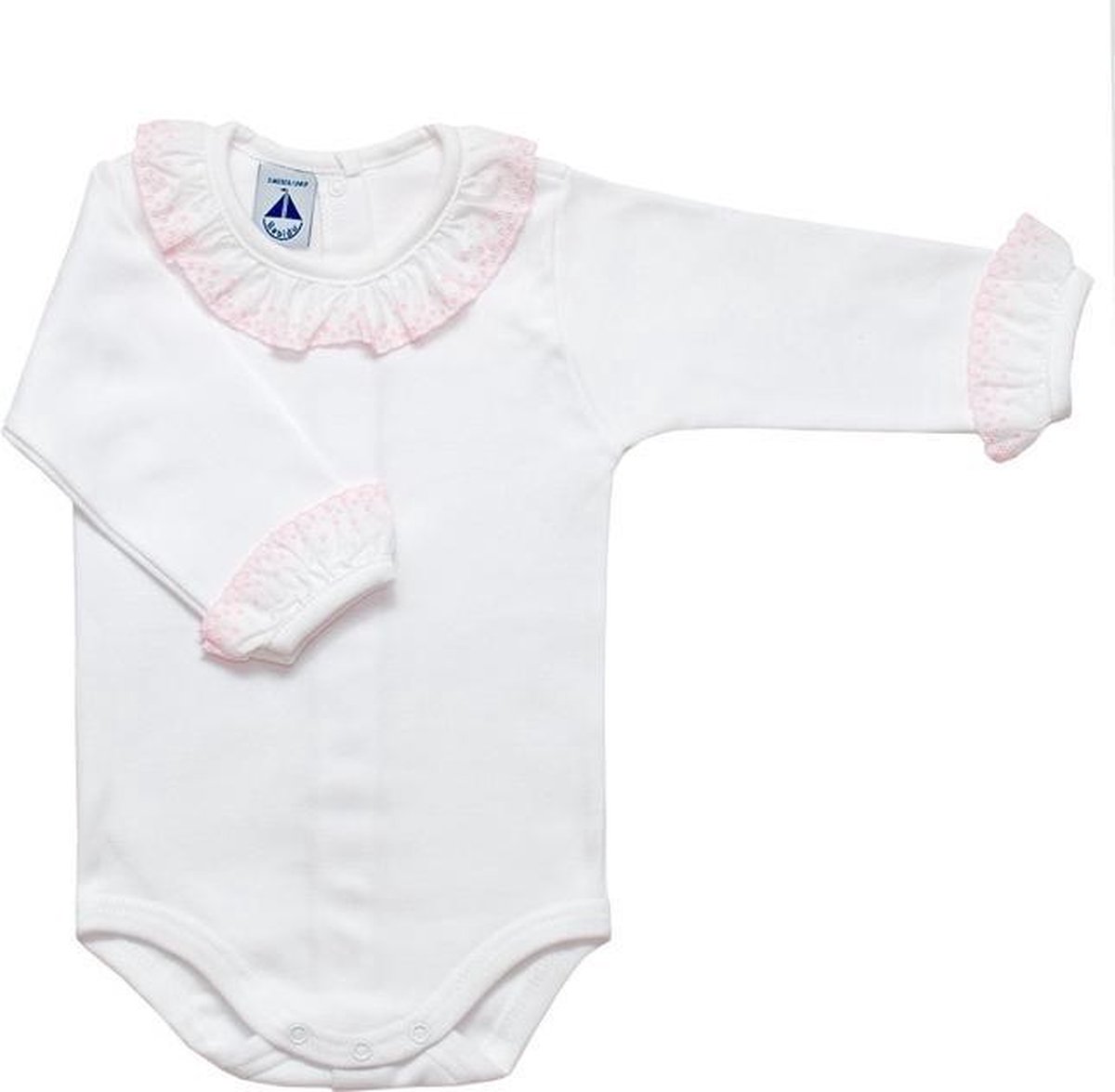 Babidu rompertje met kraag - roze broderie, maat 68