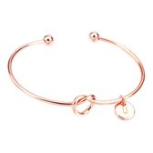 24/7 Jewelry Collection Knoop met Gepersonaliseerde Letter Bangle Armband - Rosé Goudkleurig - LETTER U