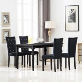 Eetkamerstoelen fluweel zwart 4 st (incl. vloerviltjes)
