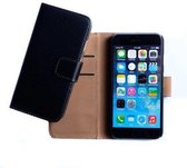 Apple iPhone 6 Plus 5.5 inch Real Leather Flip Case With Wallet Zwart Black