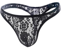 Kanten string voor heren - Zwart - Sexy ondergoed mannen maat S/M